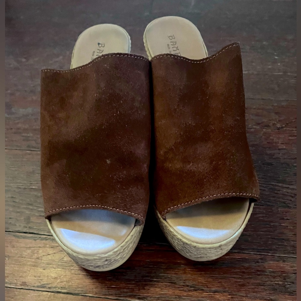 Bamboo Chunky Wedges Soft Suede Comfy  Brown Size 8